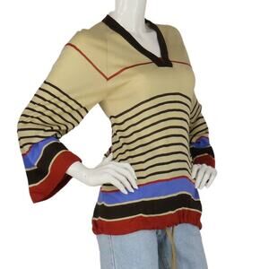 Retro V Neck Stripe Rock Grunge Boho Shirt